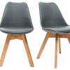 boutique en ligne france Chaises Design Grises Avec Pieds Bois Clair Massif (lot De 2) PAULINE 22