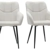 Les achats en ligne Chaises Design Matelassées En Tissu Velours Texturé Beige Et Métal Noir (lot De 2) MONTERO 28