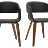 Chaises Design Noir Et Bois Foncé Noyer (lot De 2) SLAM 28