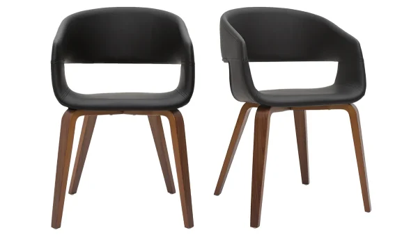 Chaises Design Noir Et Bois Foncé Noyer (lot De 2) SLAM 1