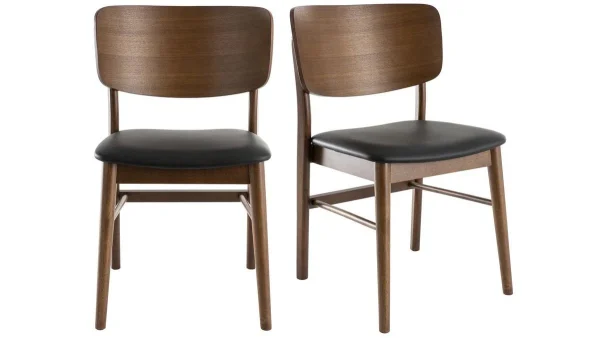 Chaises En Bois Foncé Noyer Et Assises Noires (lot De 2) SHELDON magasin 1
