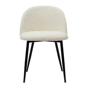 acheter Chaises En Tissu Effet Laine Bouclée écru Et Métal Noir (lot De 2) CELESTE 14