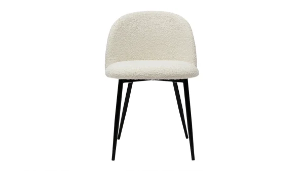 acheter Chaises En Tissu Effet Laine Bouclée écru Et Métal Noir (lot De 2) CELESTE 3