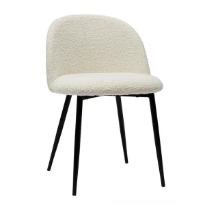 acheter Chaises En Tissu Effet Laine Bouclée écru Et Métal Noir (lot De 2) CELESTE 16