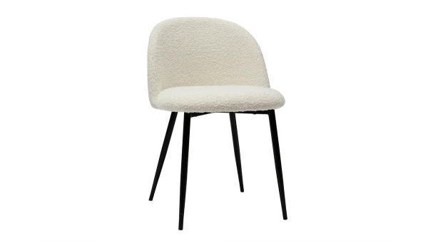 acheter Chaises En Tissu Effet Laine Bouclée écru Et Métal Noir (lot De 2) CELESTE 4