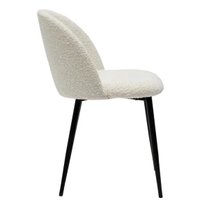 acheter Chaises En Tissu Effet Laine Bouclée écru Et Métal Noir (lot De 2) CELESTE 18