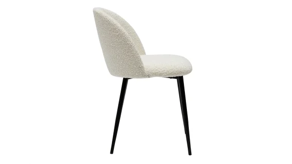 acheter Chaises En Tissu Effet Laine Bouclée écru Et Métal Noir (lot De 2) CELESTE 5