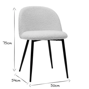 acheter Chaises En Tissu Effet Laine Bouclée écru Et Métal Noir (lot De 2) CELESTE 28