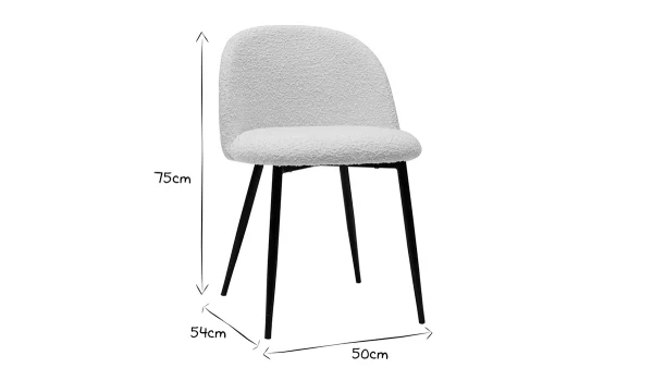 acheter Chaises En Tissu Effet Laine Bouclée écru Et Métal Noir (lot De 2) CELESTE 10