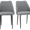 nouveau produit Chaises En Tissu Effet Velours Gris Et Métal Noir (lot De 2) ELLO 26