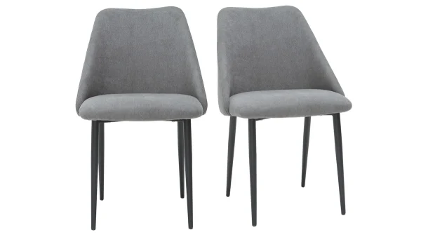nouveau produit Chaises En Tissu Effet Velours Gris Et Métal Noir (lot De 2) ELLO 1