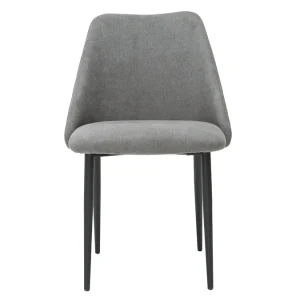 nouveau produit Chaises En Tissu Effet Velours Gris Et Métal Noir (lot De 2) ELLO 12