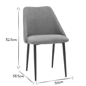 nouveau produit Chaises En Tissu Effet Velours Gris Et Métal Noir (lot De 2) ELLO 22