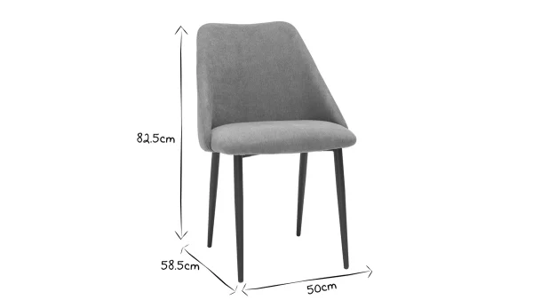 nouveau produit Chaises En Tissu Effet Velours Gris Et Métal Noir (lot De 2) ELLO 8