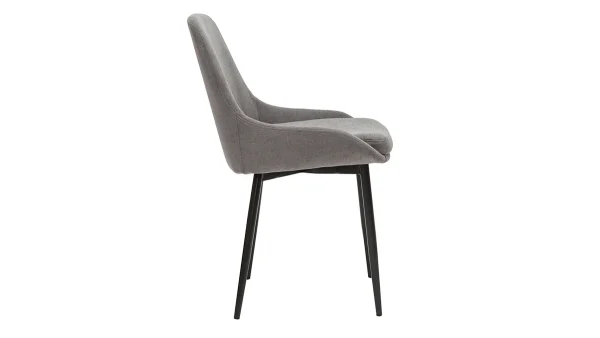 Chaises En Tissu Effet Velours Gris Et Métal Noir (lot De 2) HOLO 5