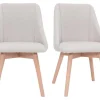 Chaises En Tissu Effet Velours Texturé Beige Et Bois Clair Massif (lot De 2) HIGGINS 25