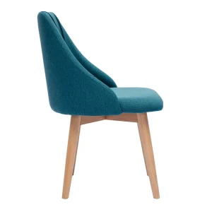 Chaises En Tissu Effet Velours Texturé Bleu Canard Et Bois Clair Massif (lot De 2) HIGGINS 16