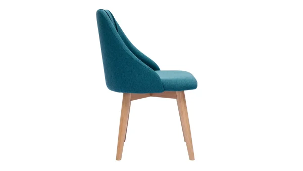 Chaises En Tissu Effet Velours Texturé Bleu Canard Et Bois Clair Massif (lot De 2) HIGGINS 5