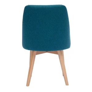 Chaises En Tissu Effet Velours Texturé Bleu Canard Et Bois Clair Massif (lot De 2) HIGGINS 18