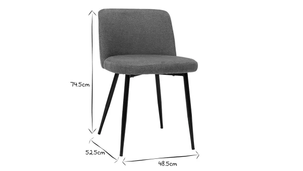 luxe soldes Chaises En Tissu Effet Velours Texturé Terre Brûlée Et Métal Noir (lot De 2) MONTI 10
