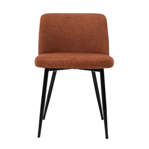 luxe soldes Chaises En Tissu Effet Velours Texturé Terre Brûlée Et Métal Noir (lot De 2) MONTI 14