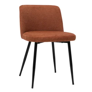 luxe soldes Chaises En Tissu Effet Velours Texturé Terre Brûlée Et Métal Noir (lot De 2) MONTI 16