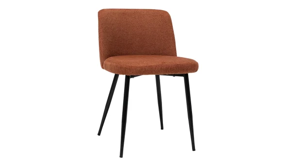luxe soldes Chaises En Tissu Effet Velours Texturé Terre Brûlée Et Métal Noir (lot De 2) MONTI 4