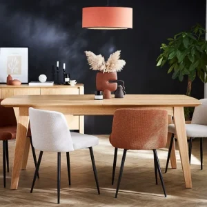luxe soldes Chaises En Tissu Effet Velours Texturé Terre Brûlée Et Métal Noir (lot De 2) MONTI 24