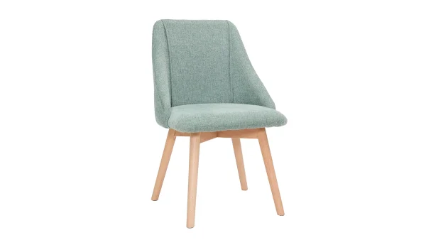 Chaises En Tissu Effet Velours Texturé Vert Céladon Et Bois Clair Massif (lot De 2) HIGGINS design à la mode 4