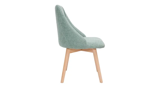 Chaises En Tissu Effet Velours Texturé Vert Céladon Et Bois Clair Massif (lot De 2) HIGGINS design à la mode 5