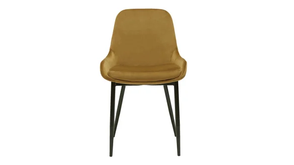 Chaises En Tissu Velours Bronze Et Métal Noir (lot De 2) HOLO 3
