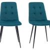 Chaises En Tissu Velours Gaufré Bleu Pétrole Et Métal Noir (lot De 2) ESCAPE france en ligne 25