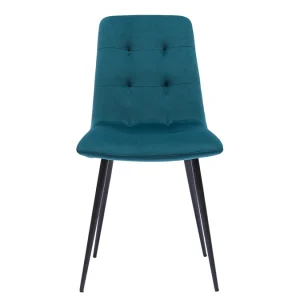 Chaises En Tissu Velours Gaufré Bleu Pétrole Et Métal Noir (lot De 2) ESCAPE france en ligne 12