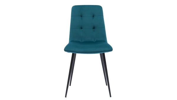 Chaises En Tissu Velours Gaufré Bleu Pétrole Et Métal Noir (lot De 2) ESCAPE france en ligne 3