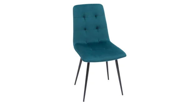 Chaises En Tissu Velours Gaufré Bleu Pétrole Et Métal Noir (lot De 2) ESCAPE france en ligne 4