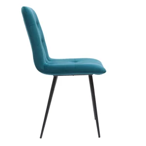 Chaises En Tissu Velours Gaufré Bleu Pétrole Et Métal Noir (lot De 2) ESCAPE france en ligne 16