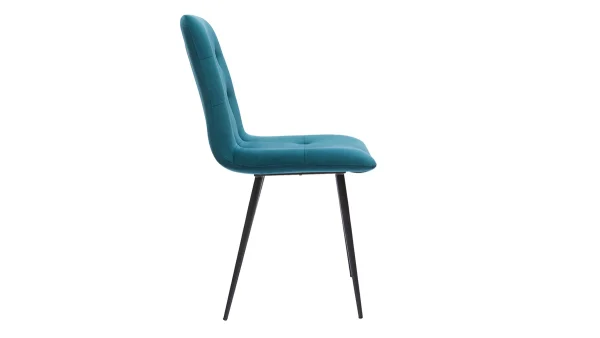 Chaises En Tissu Velours Gaufré Bleu Pétrole Et Métal Noir (lot De 2) ESCAPE france en ligne 5
