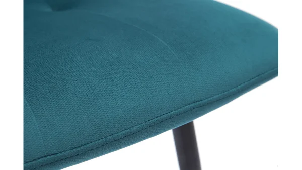 Chaises En Tissu Velours Gaufré Bleu Pétrole Et Métal Noir (lot De 2) ESCAPE france en ligne 7