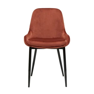 aux meilleurs prix Chaises En Tissu Velours Rouge Tomette Et Métal Noir (lot De 2) HOLO 13