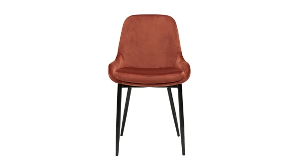 aux meilleurs prix Chaises En Tissu Velours Rouge Tomette Et Métal Noir (lot De 2) HOLO 3