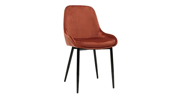 aux meilleurs prix Chaises En Tissu Velours Rouge Tomette Et Métal Noir (lot De 2) HOLO 4