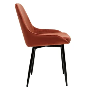 aux meilleurs prix Chaises En Tissu Velours Rouge Tomette Et Métal Noir (lot De 2) HOLO 17
