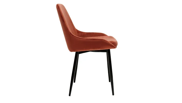 aux meilleurs prix Chaises En Tissu Velours Rouge Tomette Et Métal Noir (lot De 2) HOLO 5