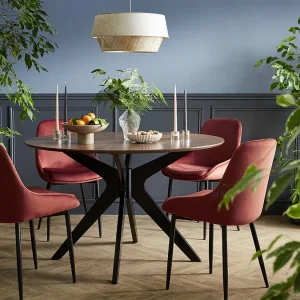 aux meilleurs prix Chaises En Tissu Velours Rouge Tomette Et Métal Noir (lot De 2) HOLO 25