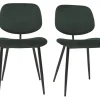 Nouvelle Collection Chaises En Tissu Velours Vert Et Métal Noir (lot De 2) TOBIAS 31