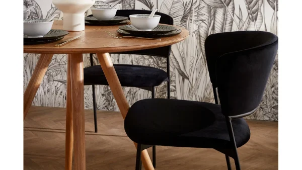 Chaises Noires En Tissu Velours Et Métal (lot De 2) FELIZ 9