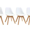 Chaises Scandinaves Blanc Et Bois Clair Massif (lot De 4) PAULINE 28