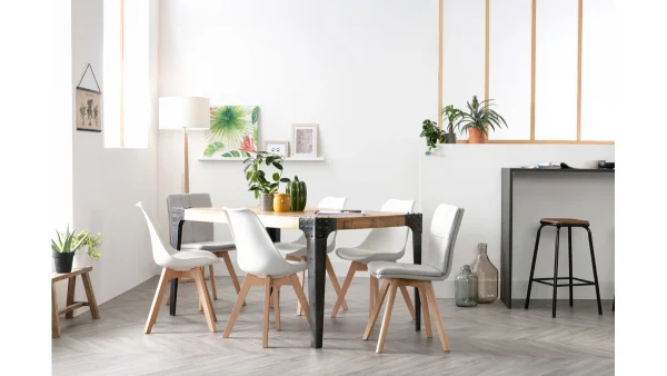 Chaises Scandinaves Blanc Et Bois Clair Massif (lot De 4) PAULINE 8