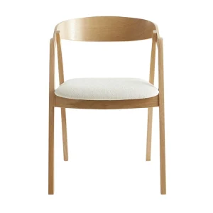 Authentic Original licence Chaises Scandinaves En Bois Clair Chêne Massif Et Tissu Effet Laine Bouclée écru (lot De 2) LOVA 13