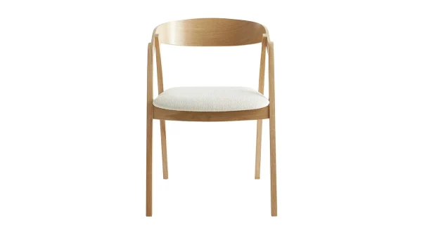 Authentic Original licence Chaises Scandinaves En Bois Clair Chêne Massif Et Tissu Effet Laine Bouclée écru (lot De 2) LOVA 3